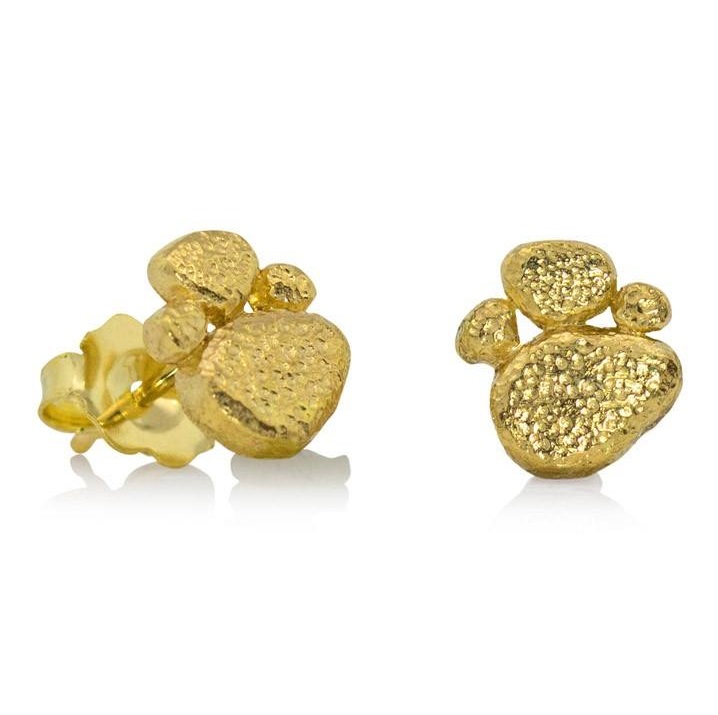 Hammered Textured Pebble Gold Ear Studs