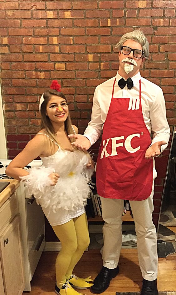 KFC apron with its homemade chicken.
