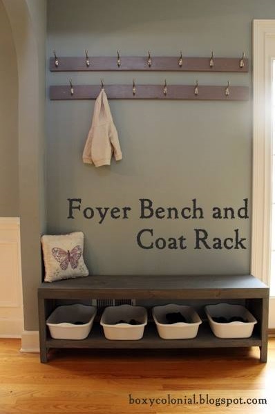 Marvelous DIY Foyer Bench And Coat Rack