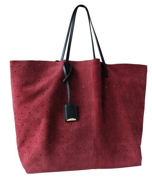 Perfect Red Suede Tote Bag