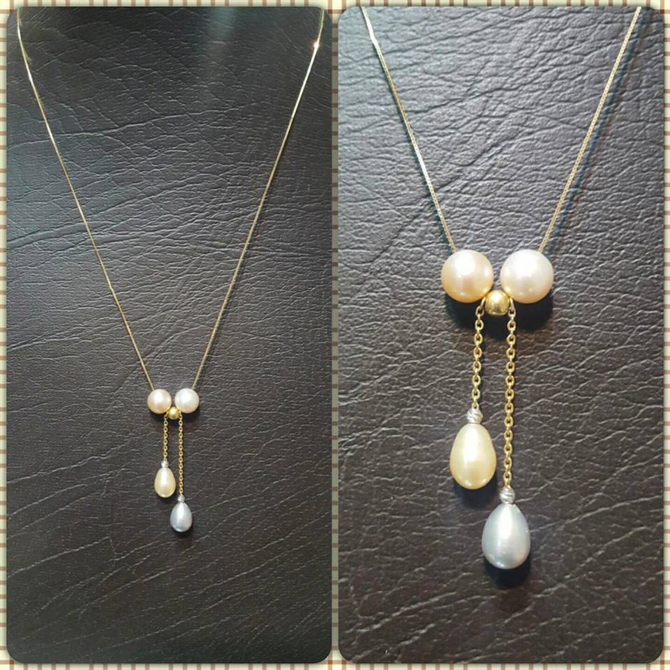 Precious Stone Pearl Necklace Set