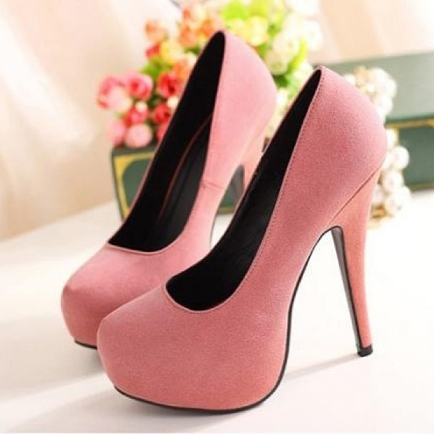 Pretty Pink Round Toe Heels