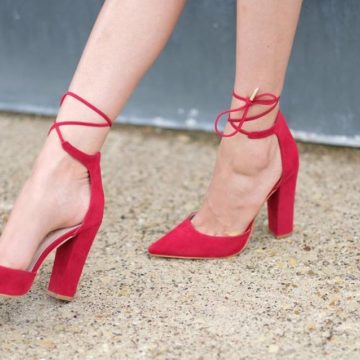 Rocking Red Ankle Wrap Pointed Toe High Heels