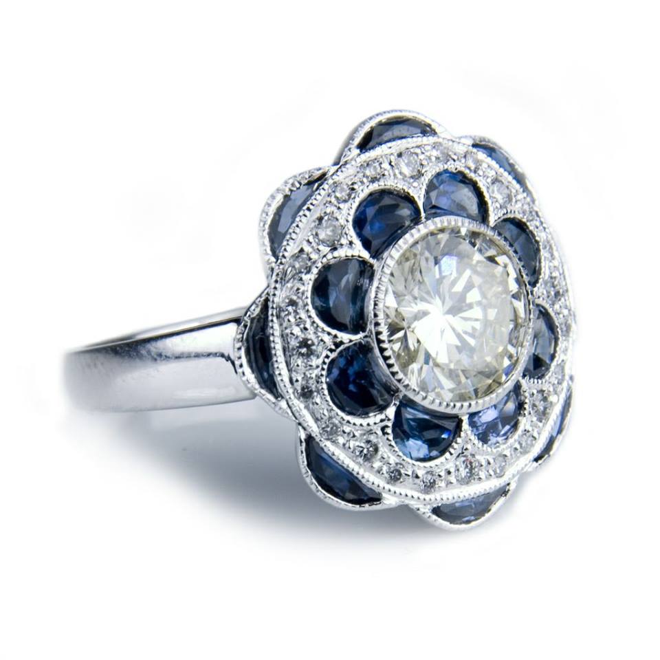 Sapphire With Diamond Engagement Ring Idea