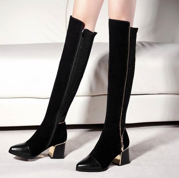 Sassy Black Over The Knee Boots