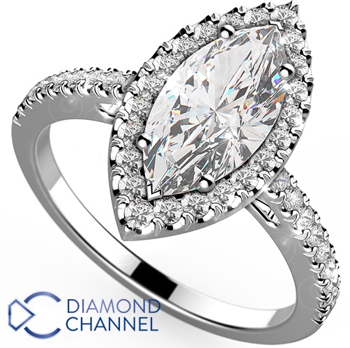 Smart Marquise-Cut Halo Diamond Engagement Ring