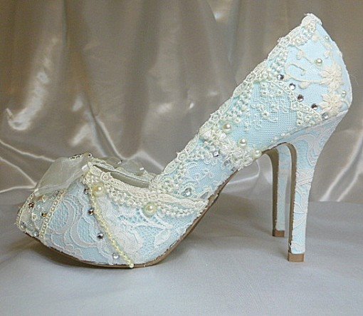Sophisticated Tiffany Blue Lace Shoes