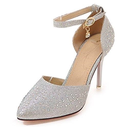 Sposticated Silver Ankle Wrap Heels