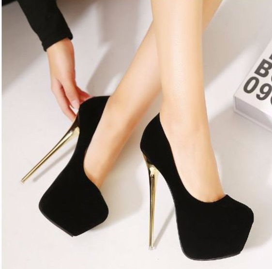 Stunning Black Round Toe High Heels