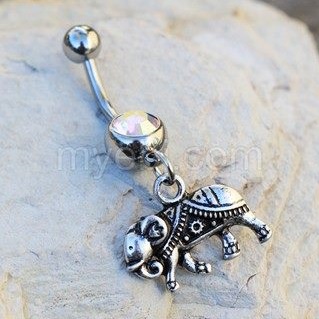 Amazing Elephant Design Belly Button Ring