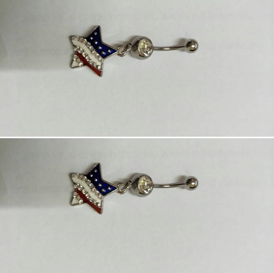 Beautiful Flag Star Shape Dangling Belly Button Rings