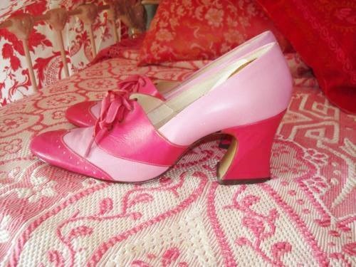 Beautiful Pink Leather Spectator Lace Up Shoes