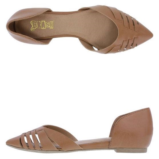 Beige Leather D'Orsay Flats
