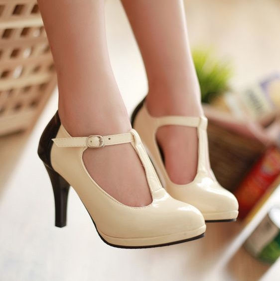 Best Vintage style Rounded Toe T-Strap Heels