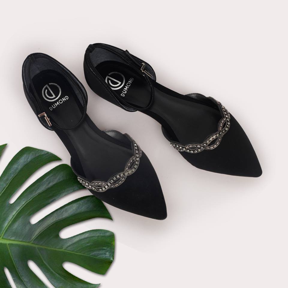 Black POinted Toe D'Orsay Flats
