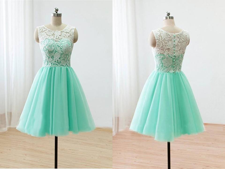 Chic Mint Tulle A-Line Short Dress
