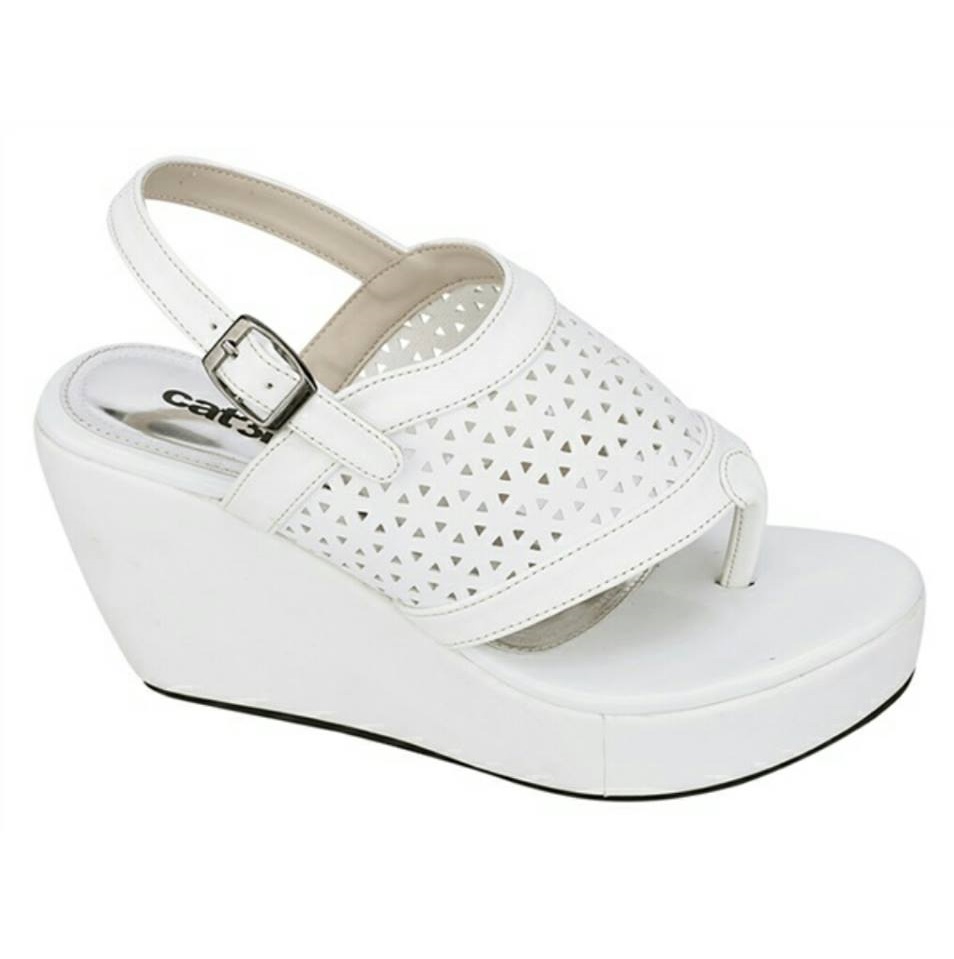Classic White Wedge Heel Sandals With Ankle Strap