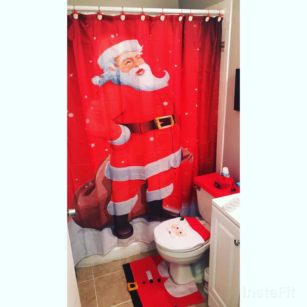 Dashing Bathroom curtain for Christmas.