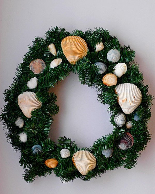 Dashing seashell Christmas wreath. Pic by thepoppyskull