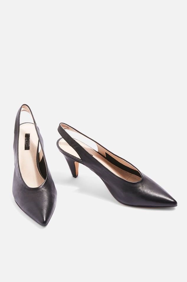 Elegant Black Pointed Toe Slingback Shoes