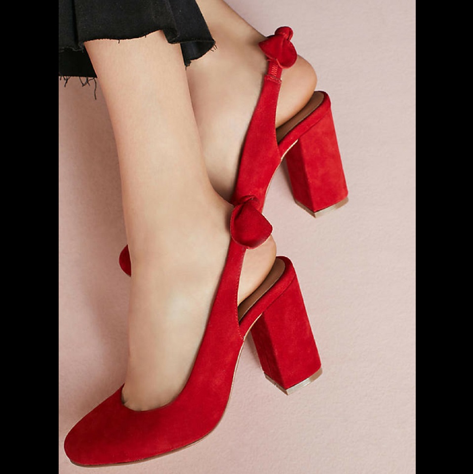 Exclusive Red Slingback Block Heels