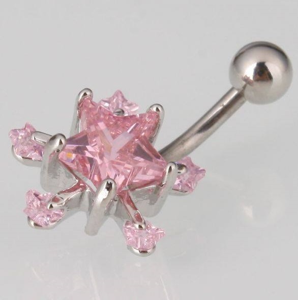 Gorgeous Pink Rhinestone Belly Button Ring