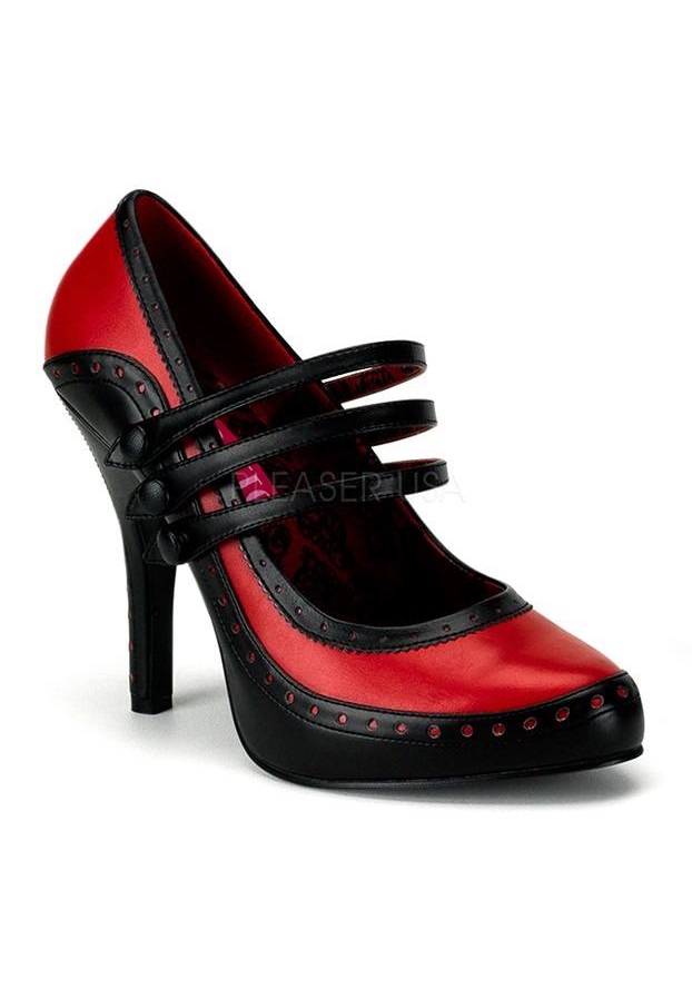 Graceful Red & Black Vintage Style Spectator Heels