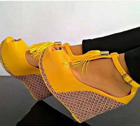 Mustard Yellow Wedges Heels Design