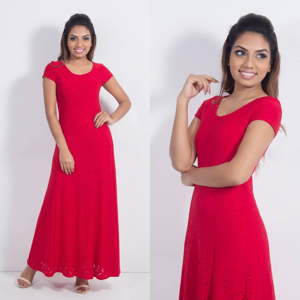 Rocking Red A-Line Maxi Dress With Cap Sleeves