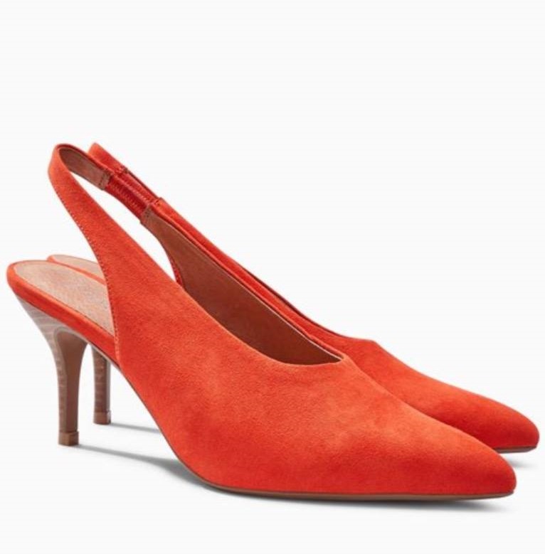 Sassy Orange Pointed Toe Slingback Shoes