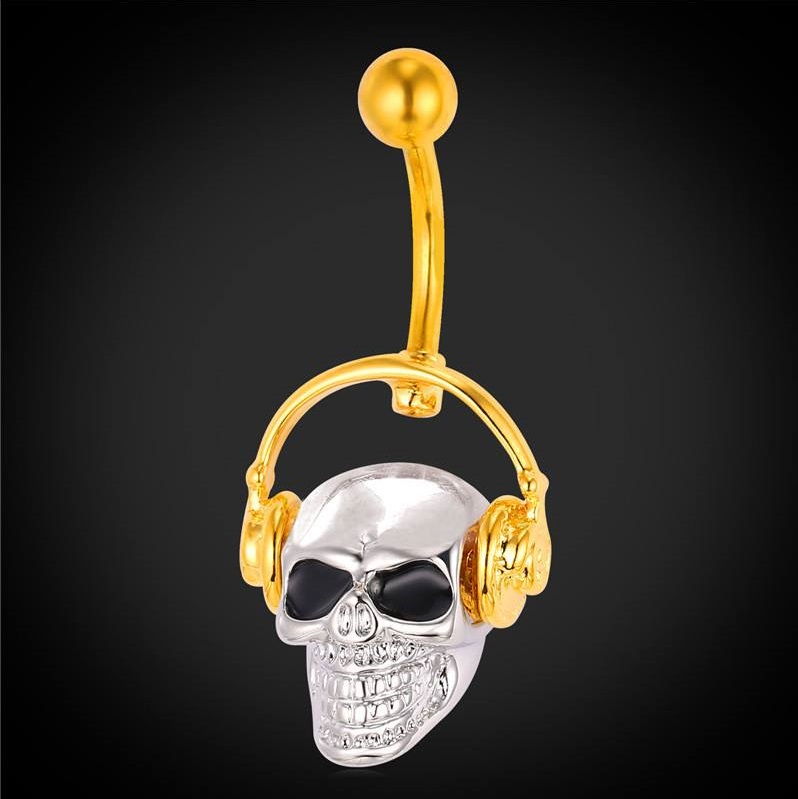 Skull Walkman Gold Plated Belly Ring