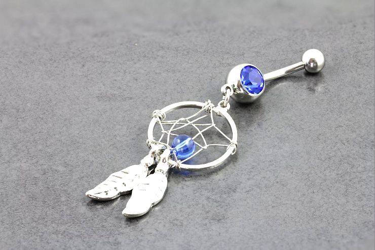 Sparking Cubic Zirconia Dream Catcher Dangle Belly Ring