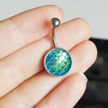 Stainless Steel Mermaid Scale Belly Button Ring