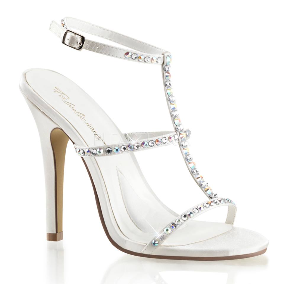 Stylish White T-Strap Heels Perfect For Party