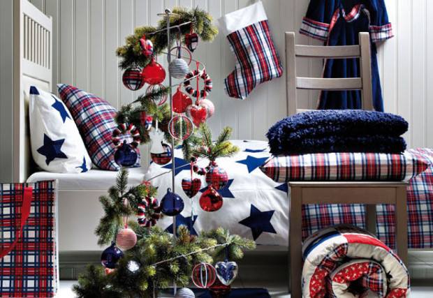 Adorable Red, Blue And White Kids Room Decor With Tree, Kids' Room Decor For Christmas