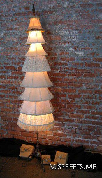 Awesome Lamp Shades Stacked In The Shape Of Tree