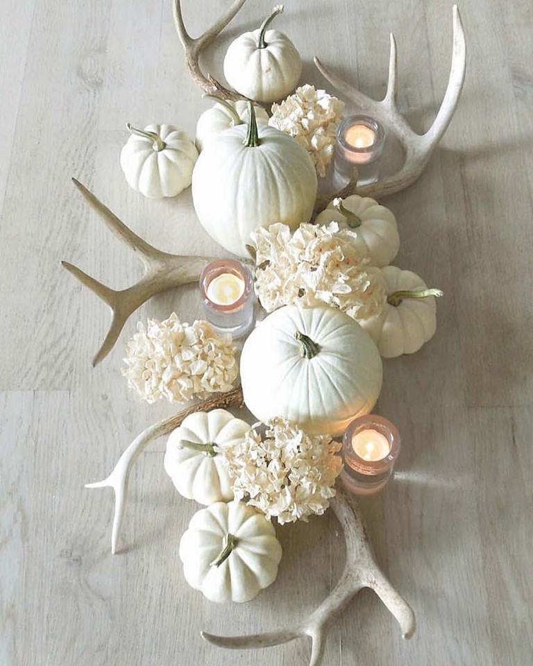 Centrepiece White Pumpkin Decoration