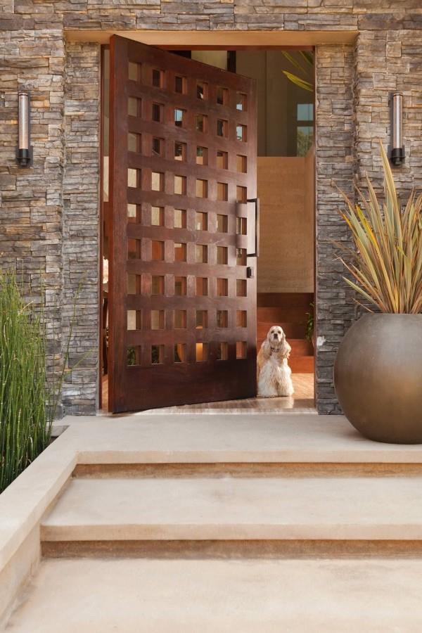 Cool Wooden Front Door Idea