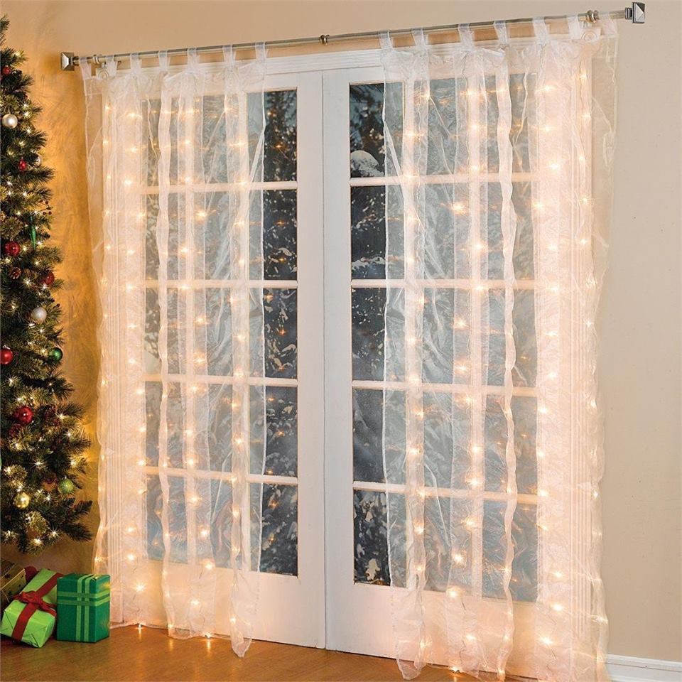 Curtain Is Decorated With Fairy Lights