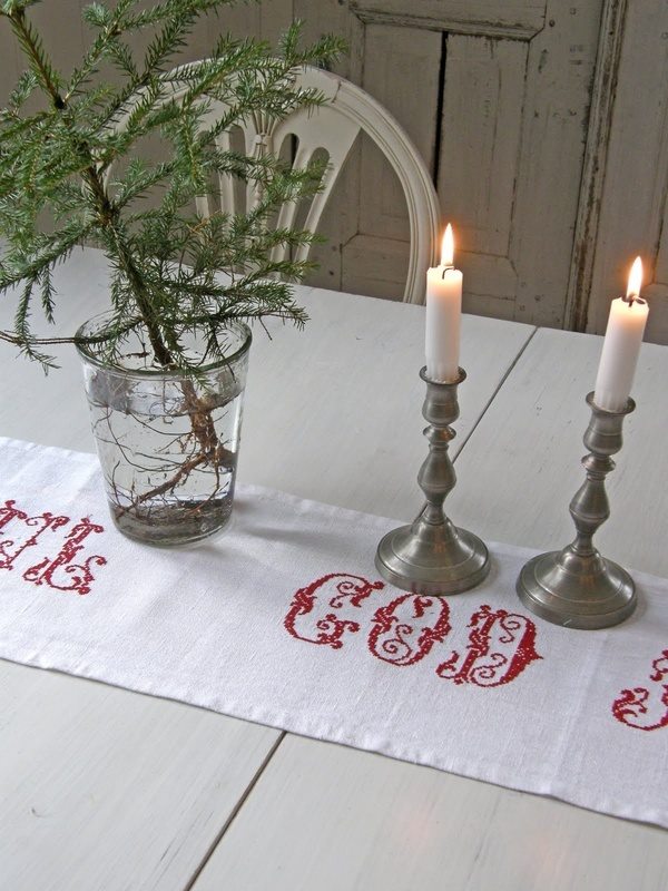 Elegant Red Embroidery On Table Runner With Candles