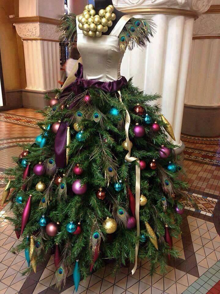 Fabulous Dress Style Christmas Tree Made By Peocock Feather