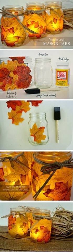 Leaf Mason Jar Decor Idea