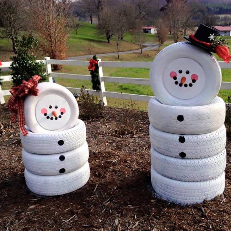 Outstanding Idea To Recycle Tires Into Snowman
