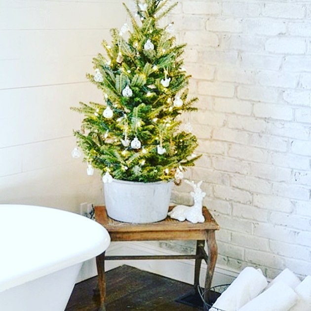 Small Christmas Tree In Bathroom