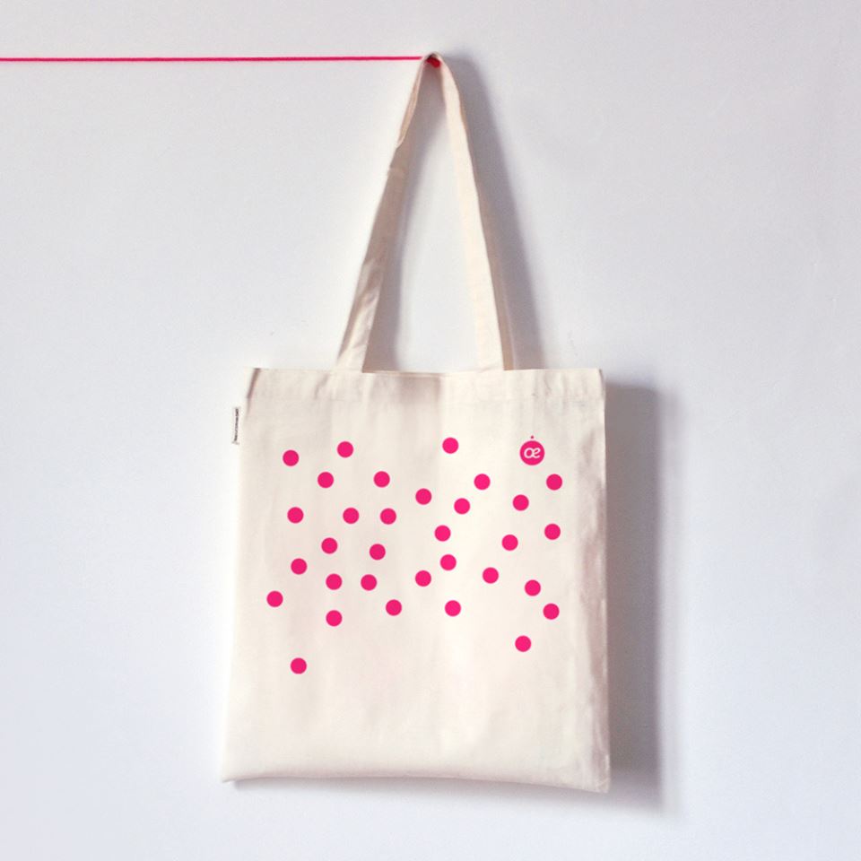 White Bag With Magenta Dots