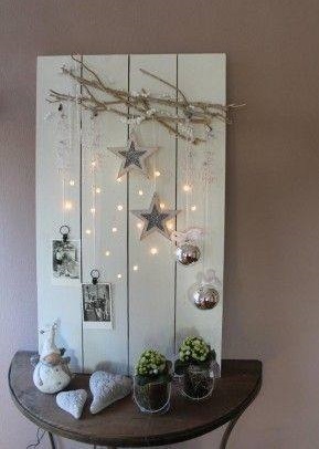 Wooden Board With Light Pallet For Christmas