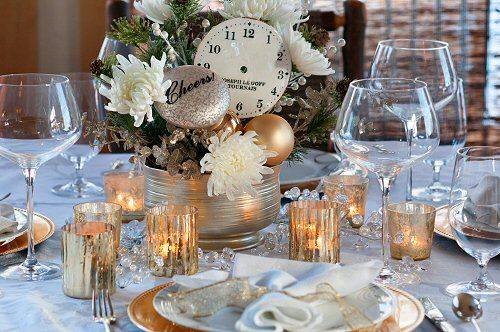 Attractive Golden & Silver Theme Dinner Table Decoration