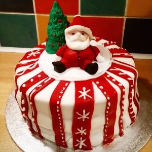 Attractive Red And White Santa Claus Cake