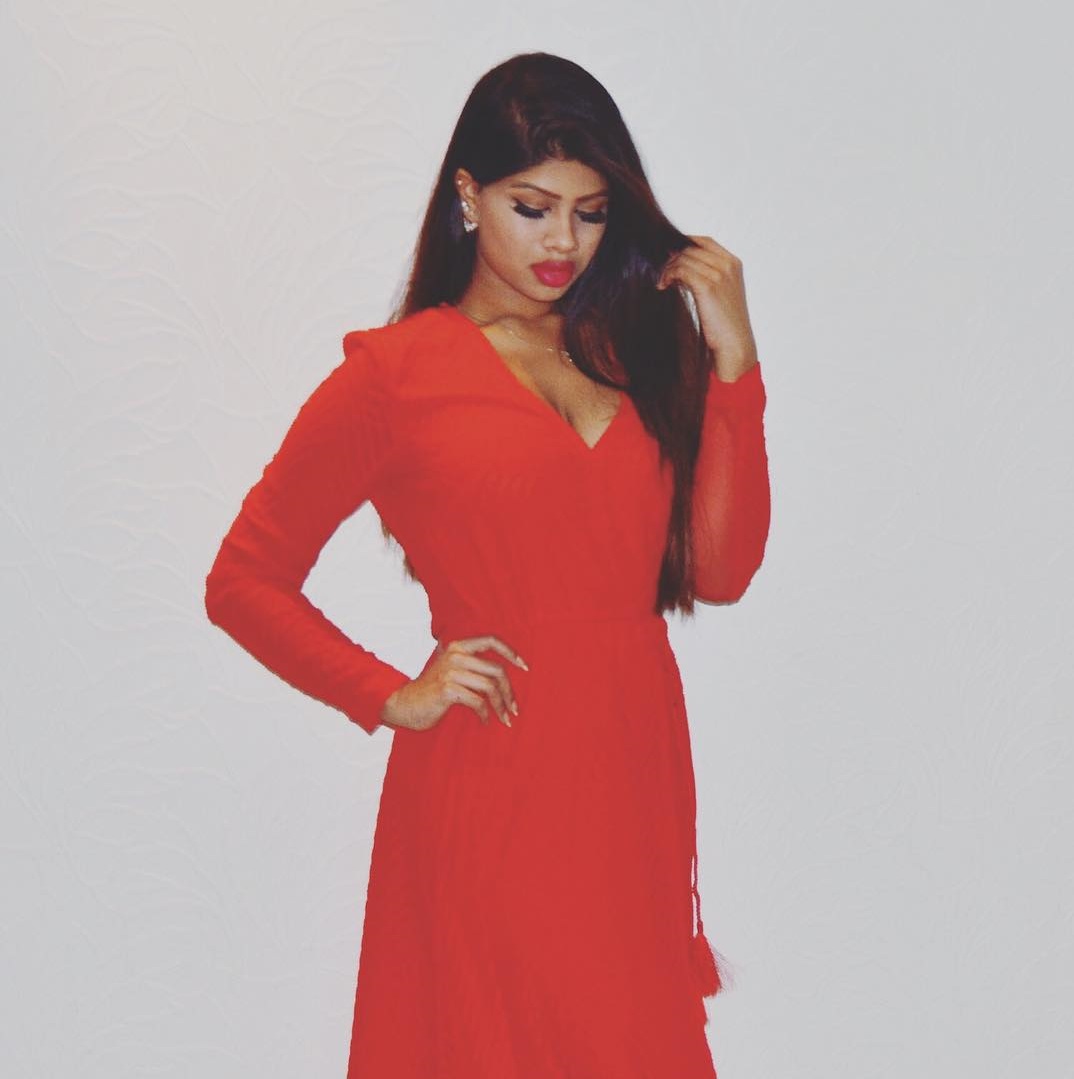 Excellent Red Full Sleeves V- Neck Party Dress