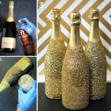 Impressive To Decorate Glitter Champagne Bottles